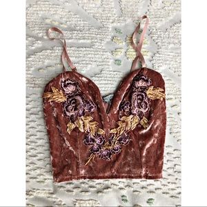 Crushed Velvet Floral Crop Top